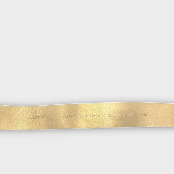 Via Spiga White and Gold Leather Belt with Studs - Size S